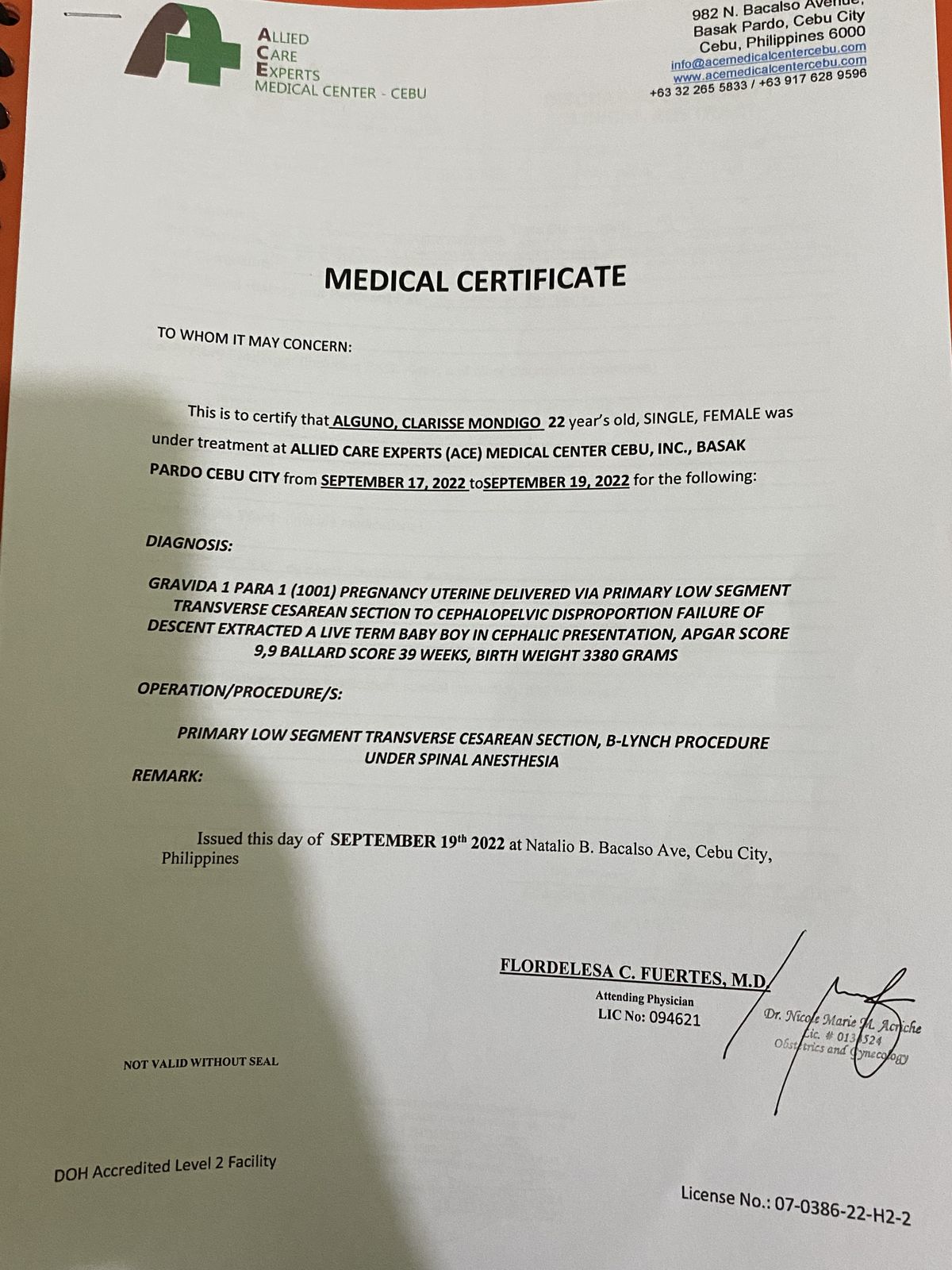 Medical Certificate